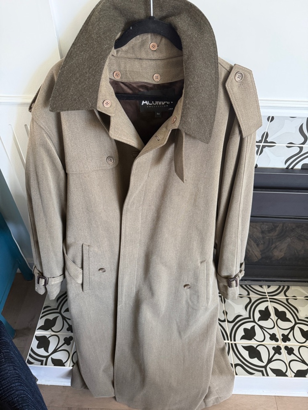 QUALITY Men's Tan Wool Blend Trench Coat